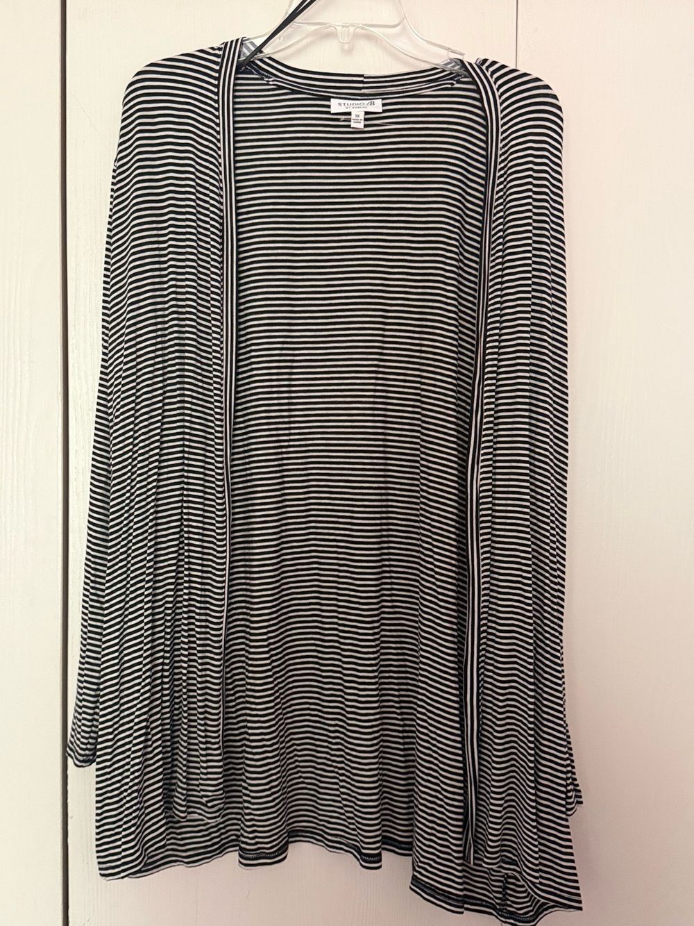 Black & Off White Striped Women's Cardigan